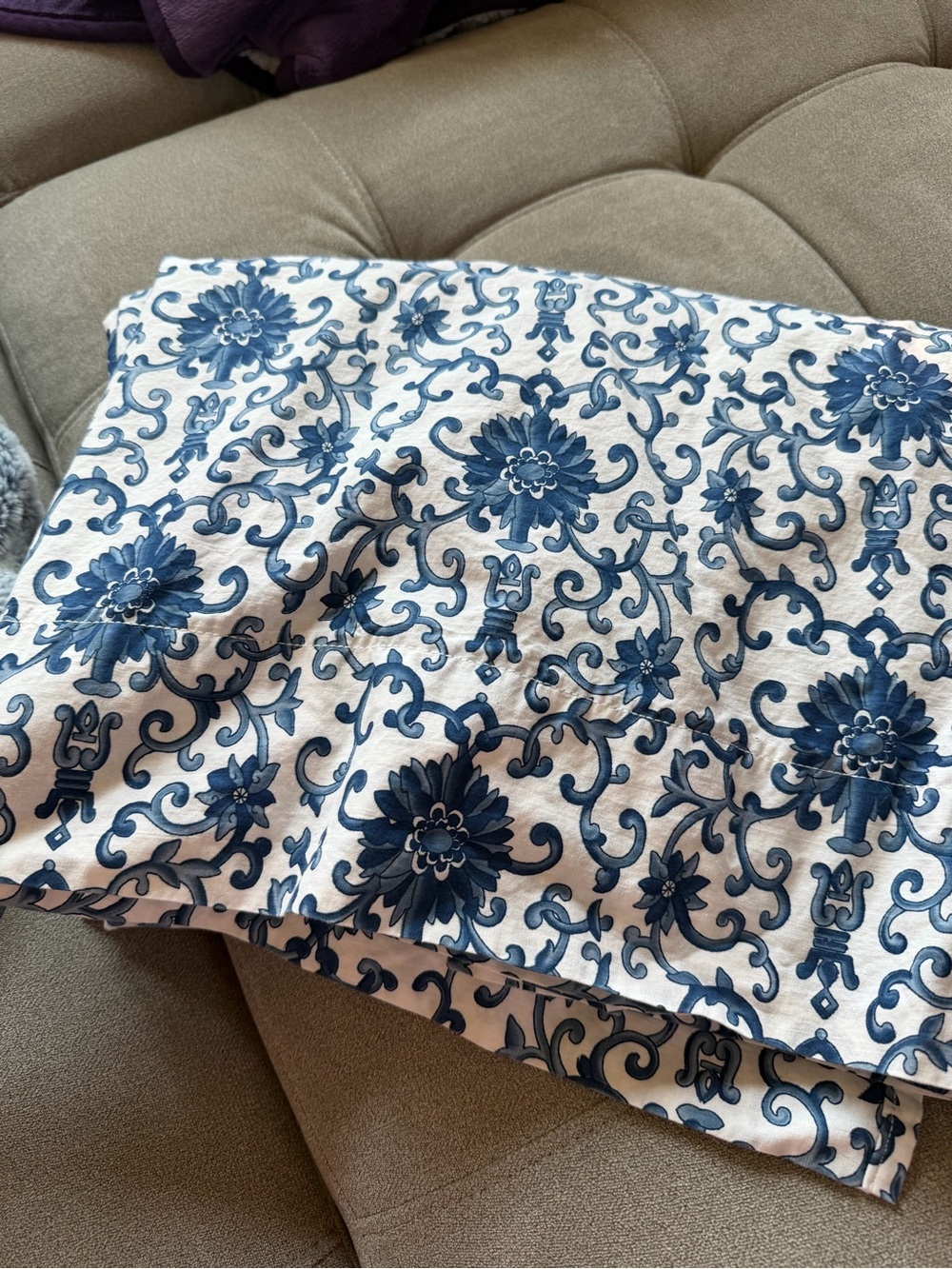 Ralph Lauren Porcelain Rosette Twin Size Sheet 100% Cotton blue white printed - Picture 4 of 4